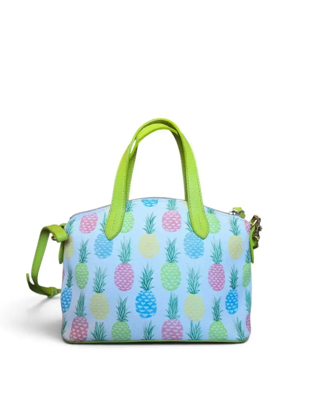 Dooney & Bourke Pineapple Satchel Crossbody Bag Lime Green Multicolor Tropical